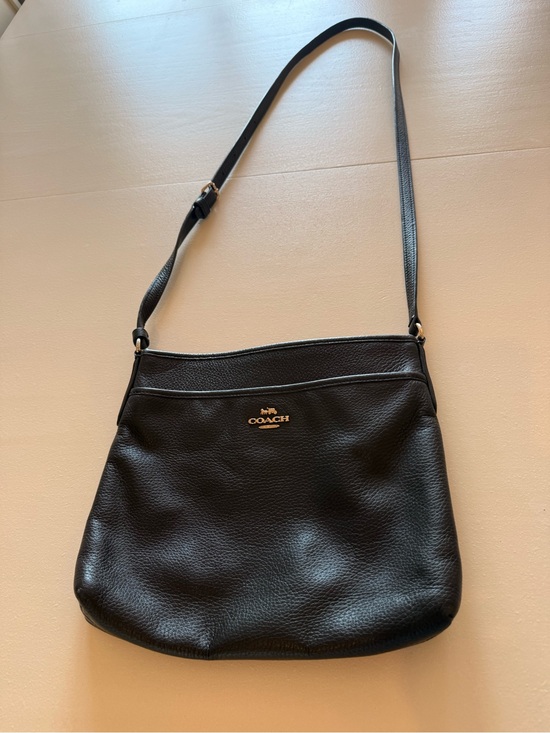 Coach Handbags - COACH Black Pebbled Leather Crossbody with Gold Logo